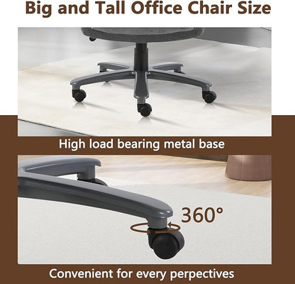 CLATINA Big and Tall Executive Office Chair, Extra Wide Seat, 800 LBS Capacity Heavy Duty Ergonomic Cloth Desk Chair with Wheels and Padded Armrests, High Back Fabric Computer Task Chair, Grey