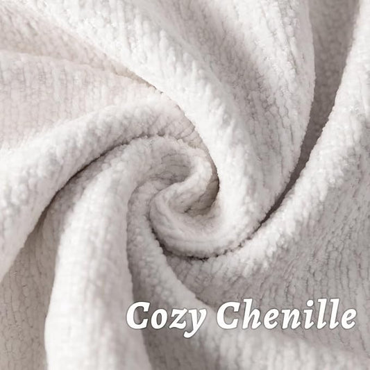 Cream White Decorative Throw Pillow Covers 16x16 Inch Set of 2 Cozy Soild Chenille Cushion Cases Soft Textured Square Couch Pillows Cover Boho Accent Farmhouse Pillowcases for Sofa Bed