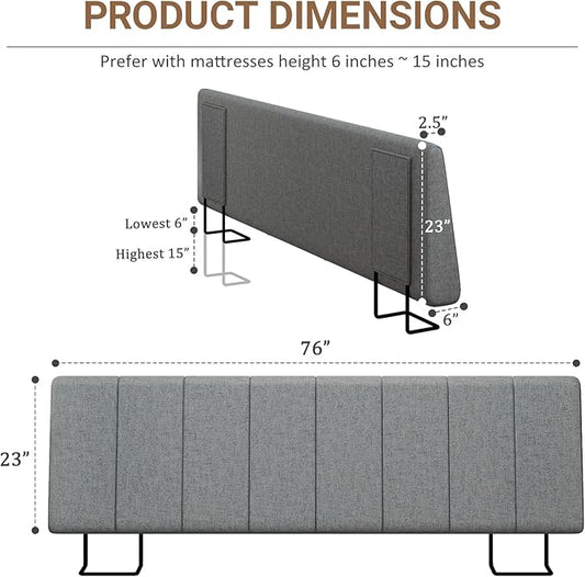 King Size Headboard Only-No Assembly, Upholstered Headboard King Size Linen Fabric Modern Style Headboards for Adjustable Bed Extra-Thick, Dark Gray