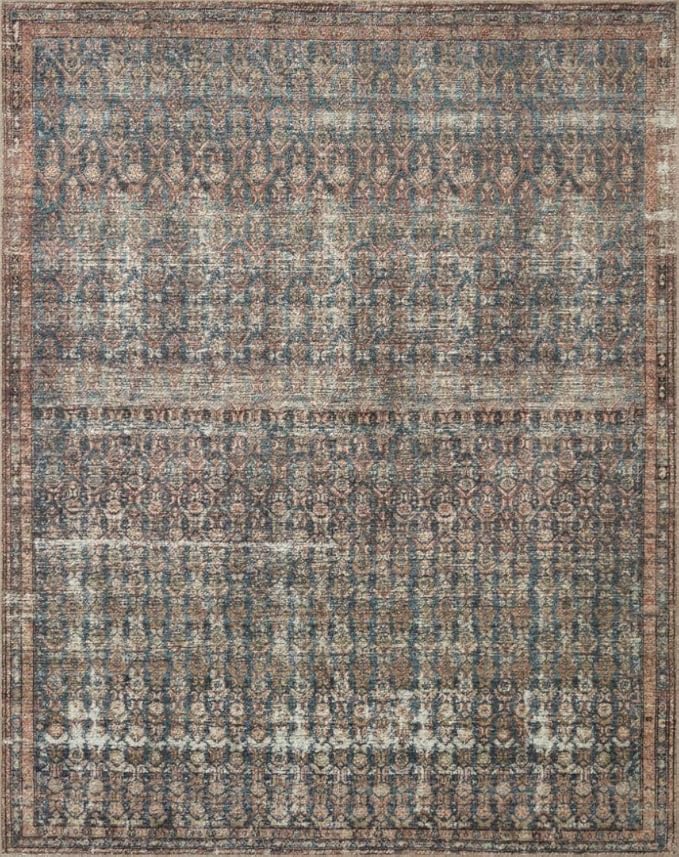 Loloi Amber Lewis Billie Collection, Ocean & Brick 2'-0" x 5'-0" Area Rug – Antique & Distressed Accent Rugs for Living Room, Bedroom, Entryway & Hallway, No Shed High Traffic Area Home Decor Rug