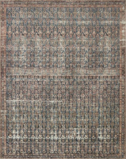 Loloi Amber Lewis Billie Collection, Ocean & Brick 2'-6" x 7'-6" Area Rug – Antique & Distressed Accent Rugs for Living Room, Bedroom, Entryway & Hallway, No Shed High Traffic Area Home Decor Rug