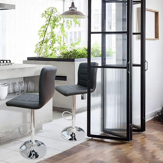 Leopard Bar Stools Set of 2, Modern Adjustable Bar Stool with Back, Swivel Barstool - Black