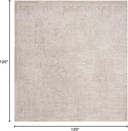 SAFAVIEH Area Rug 10' Square - Reflection Collection - Large - Cream & Ivory, Non-Shedding & Easy Cleaning, Ideal for Living Room, Bedroom (RFT665D)