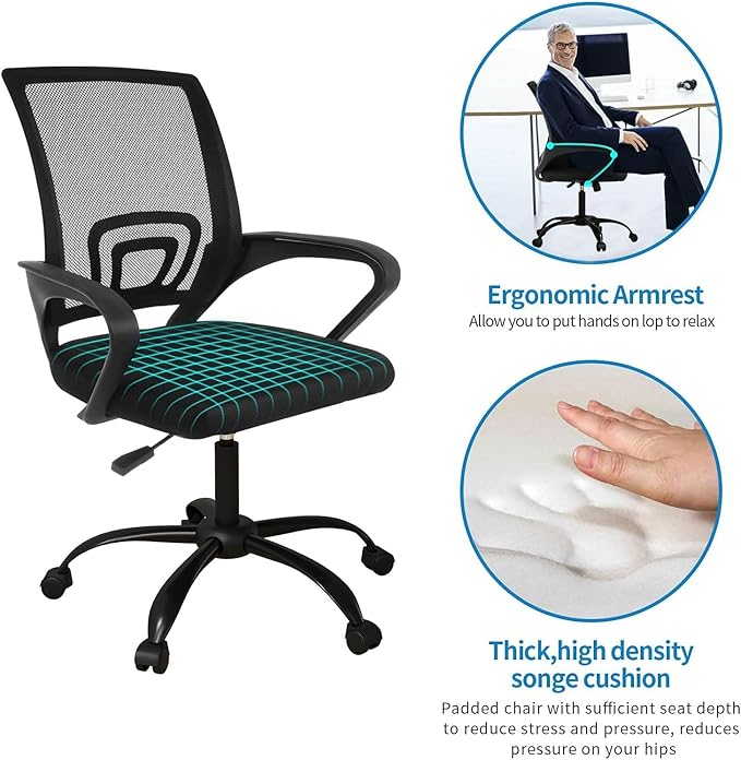 Bonzy Home Ergonomic Office Chairs Set of 6, Rolling Conference Chair with Wheels, Mesh Computer Desk Chair with 360°Swivel, Height Adjustable, 6 Pack