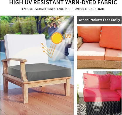 Easy-Going Waterproof Patio Cushion Covers ONLY Cover 27x25x5 inch 4 Pack Replacement Non-Slip Outdoor Seat Cushion Slipcover with Zipper. Dark Gray
