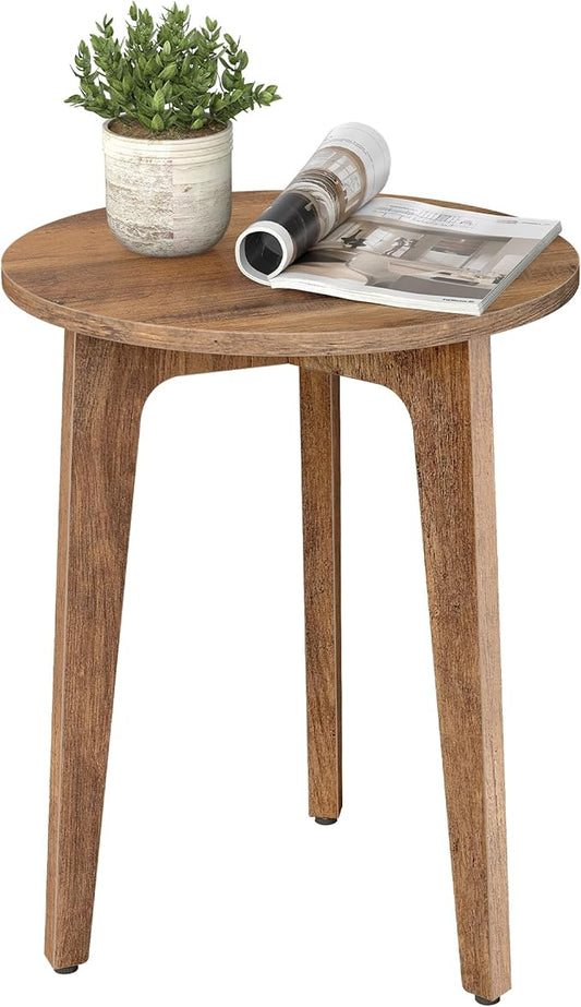 VASAGLE MAEZO Collection - Small Side Table, Round End Table, Nightstand with Tapered Legs, Curved Transitions, for Small Spaces, Living Room, Bedroom, Honey Brown ULET237KB01S