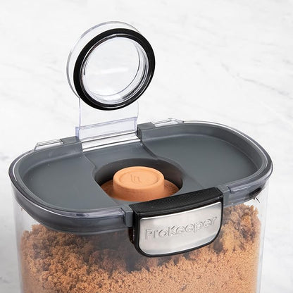 Progressive International ProKeeper+ Clear Plastic Airtight Food Baker's Kitchen Storage Organization Container Canister Set with Magnetic Accessories, 2- Piece Set (Brown Sugar 1.4-Quart)