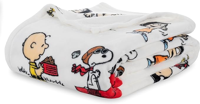 Berkshire Blanket Peanuts® VelvetLoft® Cute Character Snoopy Plush Blanket,Peanuts Stripe Multi,Twin 60 in x 90 in (Official Peanuts® Product)
