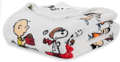 Berkshire Blanket Peanuts® VelvetLoft® Cute Character Snoopy Plush Blanket,Peanuts Stripe Multi,Twin 60 in x 90 in (Official Peanuts® Product)