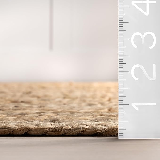 nuLOOM 9x12 Rigo Jute Hand Woven Area Rug, Natural, Solid Farmhouse Design, Natural Fiber, For Bedroom, Living Room, Dining Room, Hallway, Office, Kitchen, Entryway
