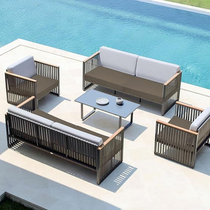 Easy-Going Waterproof Patio Cushion Covers ONLY Cover 24x24x4 inch 4 Pack Replacement Non-Slip Outdoor Seat Cushion Slipcover with Zipper. Taupe
