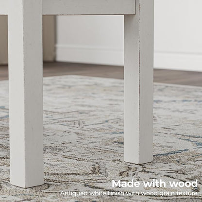 Signature Design by Ashley Robbinsdale Large Upholstered 48" W Dining Bench, Light Gray & White