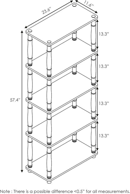 Furinno Turn-N-Tube 5-Tier Multipurpose Shelf / Display Rack / Storage Shelf / Bookshelf, Classic Tubes, Beech/White