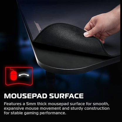 Respawn 1063 Gaming Desk with Cable Management - 63 Inch Ergonomic Full Computer Desk Mouse Pad, Sturdy Home Office Workstations, Laptop PC Console Gamer Table, Wooden Study Table for Bedroom - Black