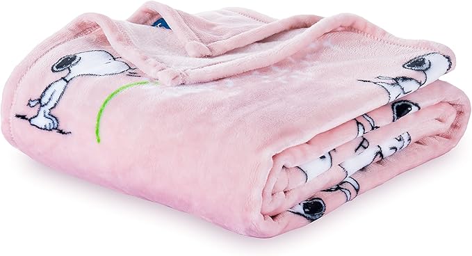Berkshire Blanket Peanuts® VelvetLoft® Cute Character Snoopy Plush Blanket,Make a Wish Spring Pink,Full/Queen 90 in x 90 in (Official Peanuts® Product)