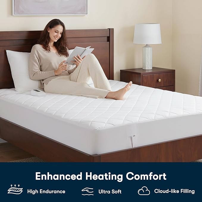 Serta Multi-Zone Heated Mattress Pad – Dual Controllers for Personalized Body & Foot Warmth, 10 Heat Settings, Auto Shut-Off, Soft Microfiber, Machine Washable, 15" Deep Pocket – California King Size
