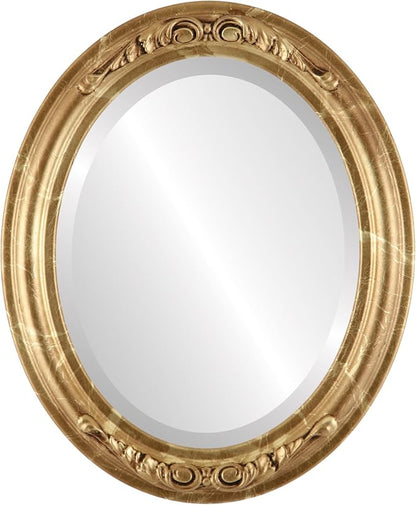OVALCREST Oval Beveled Wall Mirror for Home Decor - Florence Style - Champagne Gold - 40" x 28"