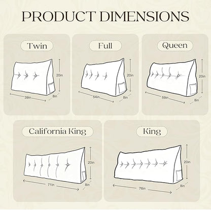 WOWMAX 85% Linen 15% Cotton Blend Headboard Pillow – King Size Reading Wedge Backrest for Bed, Handmade Firm Support Bolster Cushion with Removable Cover, Premium Bed Rest Pillow, Natural Color