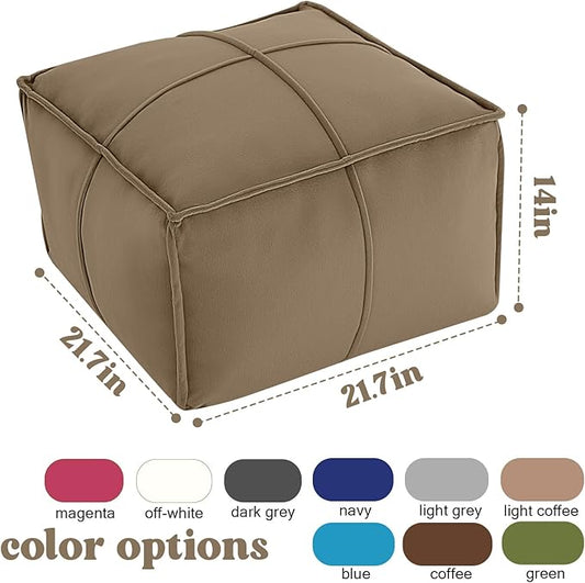 MeMoreCool Stuffed Round Pouf Ottoman Foot Rest, Floor Pouf Foot Stool with Soft Foam Chunk Filling, Small Round Ottoman Footstool Circle Footrest for Living Room