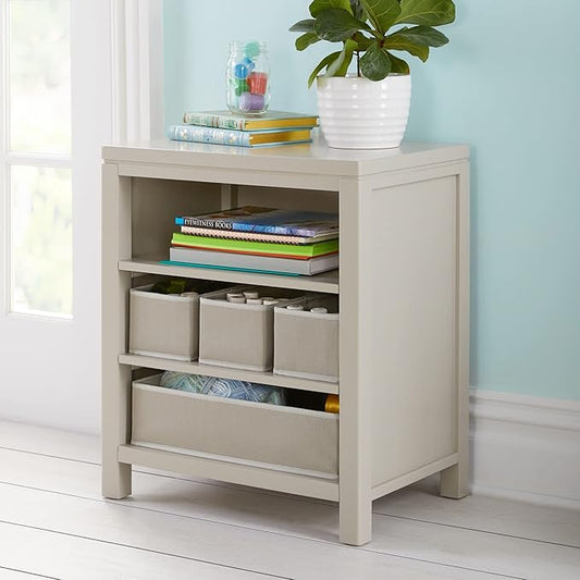 Martha Stewart Crafting Kids' Open Storage - Gray: Wooden Shelving with Bins for Art Supplies, Single-Sided Organization with Compartments