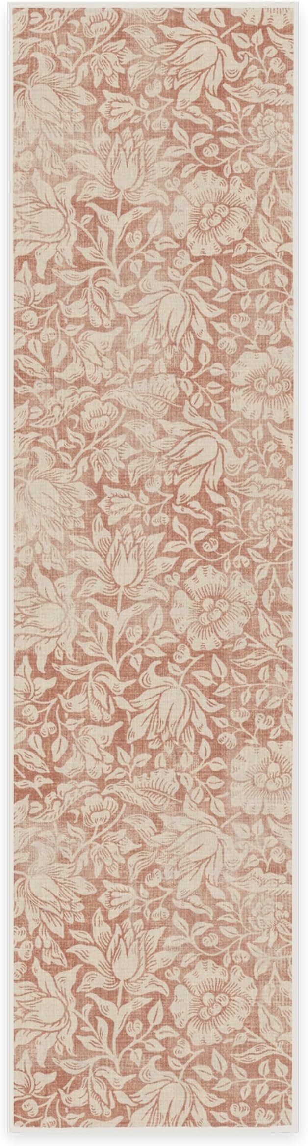 RUGGABLE x Morris & Co Washable Runner Rug – Mallow Rust Red 2.5x10, Stain-Resistant, Non-Slip Hallway Runner – Machine Washable Rug for Hallway, Entryway, Living Room & Kitchen–with Standard Pad