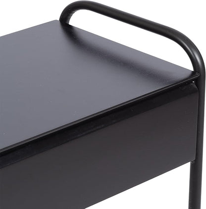Kate and Laurel Kura Elegant Narrow Side Table, 19 x 9 x 26, Black, Modern Glam Slim Lift-Top Living Room End Table with Bottom Wire Rack for Entryway or Family Room Storage