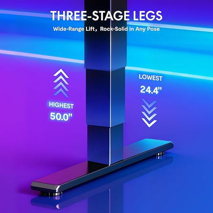 FLEXISPOT CyberX 63 Inch RGB LED Electric Gaming Standing Desk, Dual Motor 3-Stage Adjustable Desk up to 352 lbs, Large Ergonomic Computer Workstation for Gamers, Streamers & Home Studios (Black)