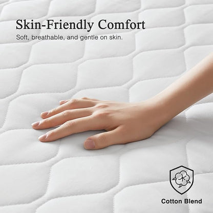 Beautyrest Cotton Blend Heated Mattress Pad Secure Comfort Technology - Luxury Quilted Electric Mattress Pad with Deep Pocket - 5-Setting Heat Controllers, Twin, White