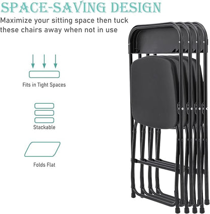 100 Pack Plastic Black Folding Chairs, Portable Stackable Commercial Party Folding Chairs with Steel Frame 350lbs for Home Office Outdoor Indoor Office Wedding Party Event
