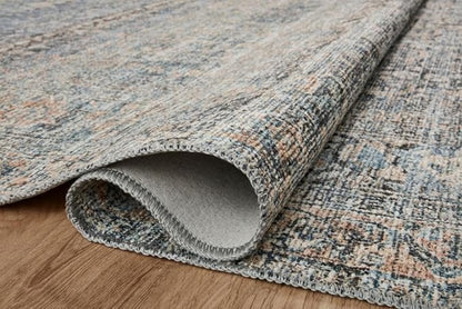 Loloi Amber Lewis Billie Collection, Denim & Blush 6'-0" x 9'-0" Area Rug – Antique & Distressed Accent Rugs for Living Room, Bedroom, Entryway & Hallway, No Shed High Traffic Area Home Decor Rug