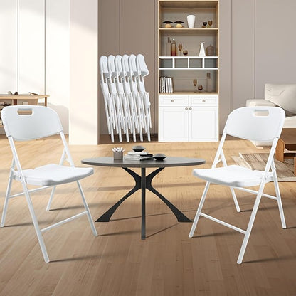 6 Pack Folding Chair, 700 lb Weight Capacity,Indoor/Outdoor Heavy Duty Foldable Chairs for Restaurants, Kitchens, Picnics, Races, Parties & Weddings. (6, White)
