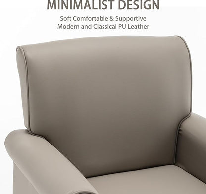 HOMEFLEX Accent Chair, Faux Leather Living Room Chairs with Nailhead Trim, Mid-Century Lounge Armchair with Solid Wood Legs, Comfy Reading Single Sofa for Bedroom, Waiting Room (Grey, 1 Chair)