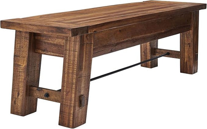 Durango Rustic Farmhouse Style 60-Inch Wood Bench - Industrial Modern Accent Furniture with Solid Wood Seat for Entryway, Dining Room, Hallway, Foyer, or Kitchen by Alaterre Furniture