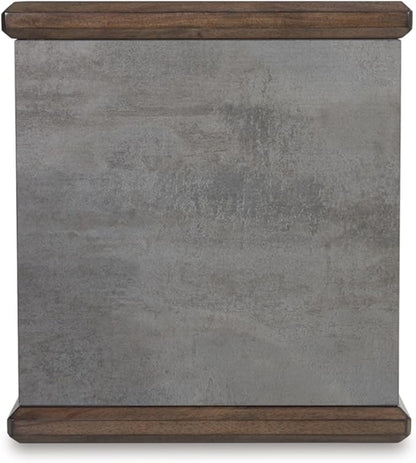 Signature Design by Ashley Kallenny Contemporary End Table with Faux Cement Top and Open Shelf, Dark Brown & Gray