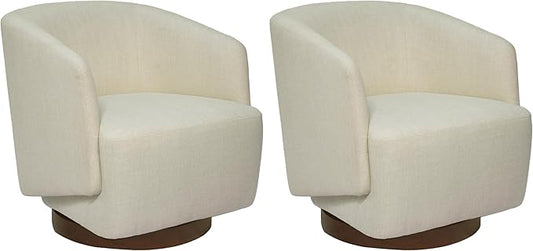MINCETA Accent Chair,Modern Swivel Chairs for Living Room and Bedroom Reading with Wood Base,Set of 2,Performance Fabric in Beige