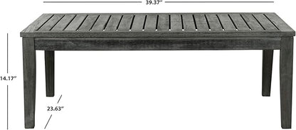 SAFAVIEH Outdoor Collection Fresno Dark Slate Grey and Beige 4Pc Outdoor Living Set