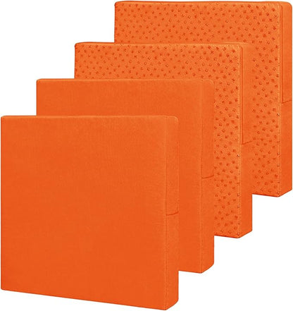 Easy-Going Waterproof Patio Cushion Covers 24x24x4 inch 4 Pack Replacement Non-Slip Outdoor Seat Cushion Slipcover with Zipper. Orange
