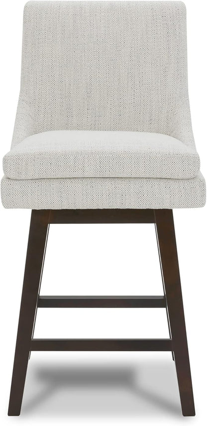 CHITA Counter Height Swivel Bar Stools Set of 4, FSC Certified Upholstered Fabric Barstool Chairs with Back, 26.8" H Seat Height, Fabric in Ivory