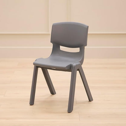 Stackable School Chairs, 14", Kids Furniture, Grey, 4-Pack