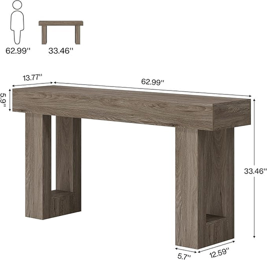 Tribesigns Console Table, 63" Farmhouse Entryway Table, Rectangular Wooden Accent Console for Entrance, Hallway & Living Room (Grey)