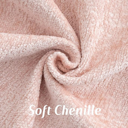 FUTEI Pink Chenille Throw Pillow Covers 20x20 Inch Set of 2,Soft Cozy Bound Edge Design Cushion Case,Home Decor for Couch Bed Living Room