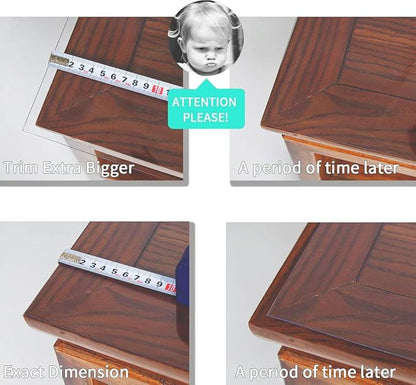 NECAUX Custom 52 x 79 Inch Frosted Table Cover Protector, 1.5mm Thick Wood Grain Transparent Table Pad Non-Slip Tablecloth Plastic Protective Pad for Dining Living Room Table Conference Table