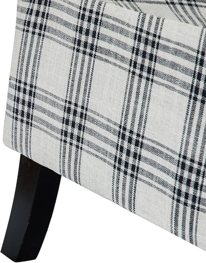HULALA HOME Upholstered Wingback Recliner Chair, Small Adjustable Footrest Push Back Single Reclining Sofa, Mid Century Modern Lounge Armchair for Living Room, Bedroom, Reading/Plaid Black