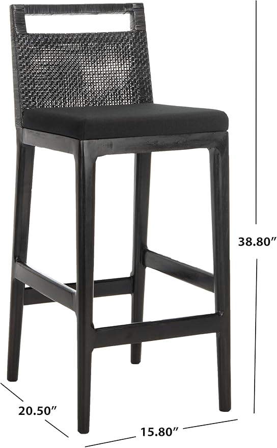 SAFAVIEH Darin Barstool, Black/Black