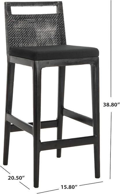 SAFAVIEH Darin Barstool, Black/Black