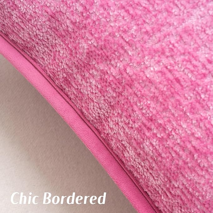 FUTEI Hot Pink Chenille Throw Pillow Covers 20x20 Inch Set of 2,Soft Cozy Bound Edge Design Cushion Case,Home Decor for Couch Bed Living Room