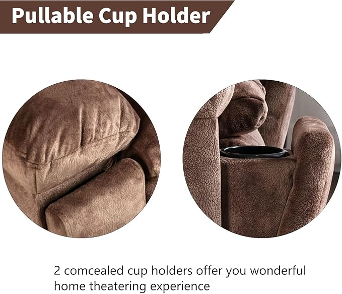 CANMOV Large Power Lift Recliner Chairs with Massage and Heat for Elderly, Heavy Duty and Safety Motion Reclining Mechanism Electric Wide Recliners with USB Ports, 2 Hidden Cup Holders,Brown