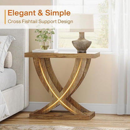 Tribesigns End Table for Living Room with Cross Fishtail Support Set of 2, Side Table and Farmhouse Accent Furniture for Small Spaces (2)
