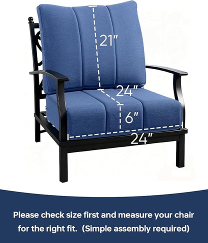 Luxury 24x24x6 Inch Kitty Outdoor Chair Cushions Set of 4 - Heavy Duty Water-Resistant Comfortable Cushion for Patio Furniture Dining Gliding Rocking Chair Loveseat Sofa - Navy Blue