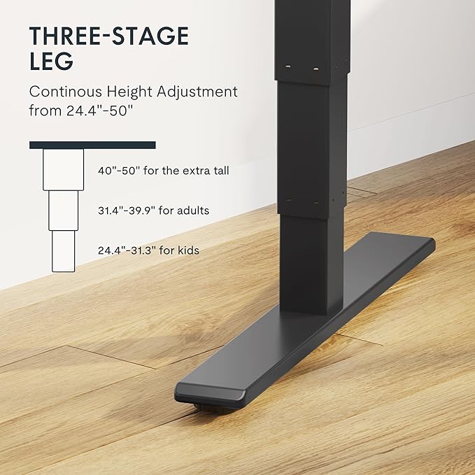 FLEXISPOT E6 MAX Solid Wood Dual Motor 55x24 Inch 3-Stage Heavy Duty Standing Desk, 330lbs Weight Capacity, Height Adjustable Desk w/Cable Management & Wheels(Butcher Block Rubberwood + Black Frame)